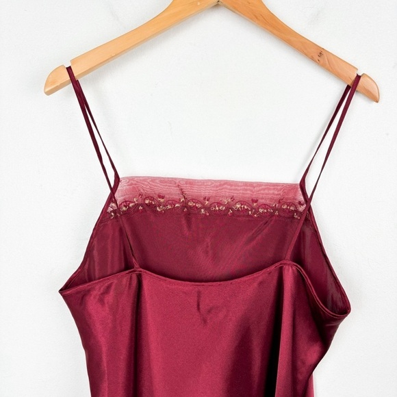 Jaclyn Smith Vintage Y2K Burgundy Paisley Embroidered Satin Slip Dress Sz XL - Picture 4 of 6